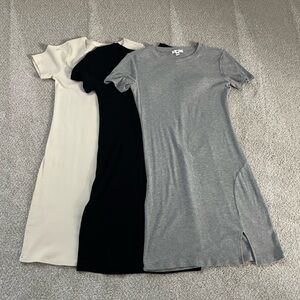 Nordstrom Ribbed T-Shirt Dress Bundle - Size S, Open Edit and BP